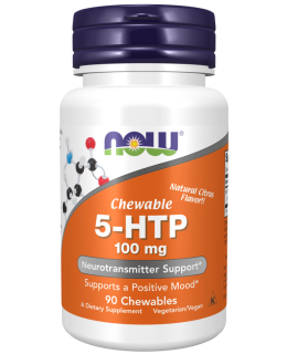 NOW 5-HTP, 100 mg, 90 žvýkacích pastilek